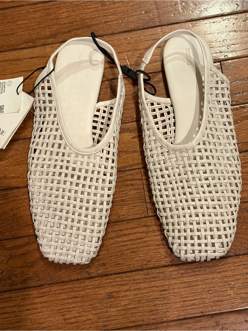 Zara white braided leather Slingback Flats size 39/8 NWT